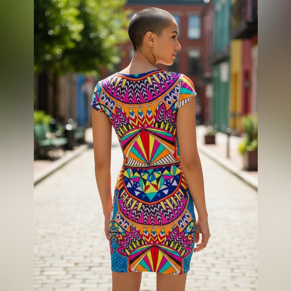 Mara Hoffman Vibrant Geometric Pattern Mini Dress… - image 2